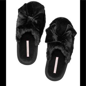 Victoria Secret velvet bow slippers